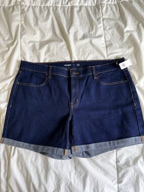 Old Navy Navy Blue Denim Roll-Cuff Women's Shorts